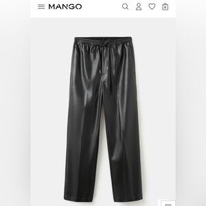 Mango Black Faux Leather Pants